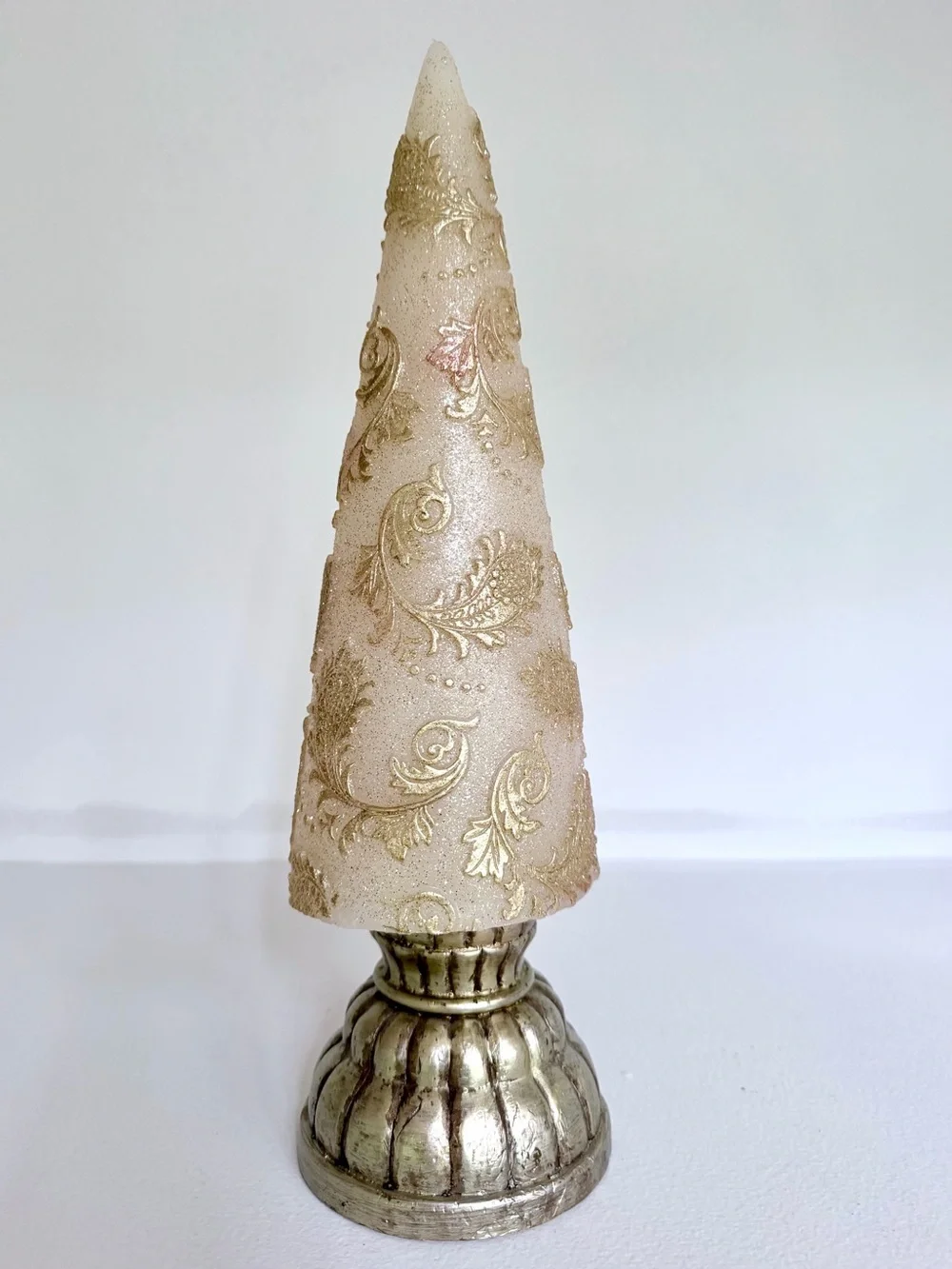 Three Illuminating Gold Wax Holiday Cone Trees - Picture 13 of 16